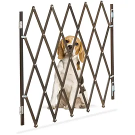 Relaxdays Hundeabsperrgitter Ausziehbar bis 118 cm Braun 69-82,5 cm