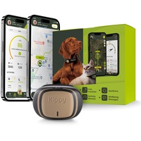 Kippy – GPS Tracker Halsband Evo für Hunde und Katzen – Gesundheits- und Aktivitäts-Tracker – GPS Tracker Katze, Hund – Wasserdichter GPS Tracker – Ortungsgerät mit Sofortalarm und Led – Braun