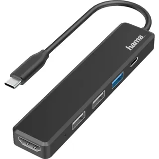 Hama USB-C-Hub Multiport 5 Ports 3 x USB-A USB-C Hub Anschlüsse (USB C Adapter mit 480 Mbit/s High Speed, HDMI