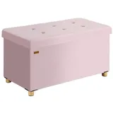 CASARIA Sitzbank mit Stauraum Samt mit Holzfüßen Faltbar Sitzbank 300kg Belastbar 76cm Truhe Wohnzimmer Schlafzimmer Flur Truhenbank Bank