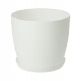 Kadax Matte Blumentopf mit Untersetzer, aus Kunststoff, 12 cm, Weiß