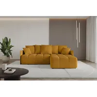 Altdecor Ecksofa mit Schlaffunktion und Bettkasten LONLI-L 251x189x68 Senfgelb