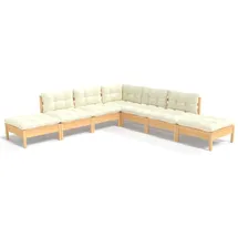 vidaXL Garten-Lounge-Set 7-tlg. beige Kiefernholz