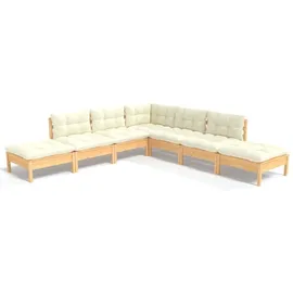 vidaXL Garten-Lounge-Set 7-tlg. beige Kiefernholz
