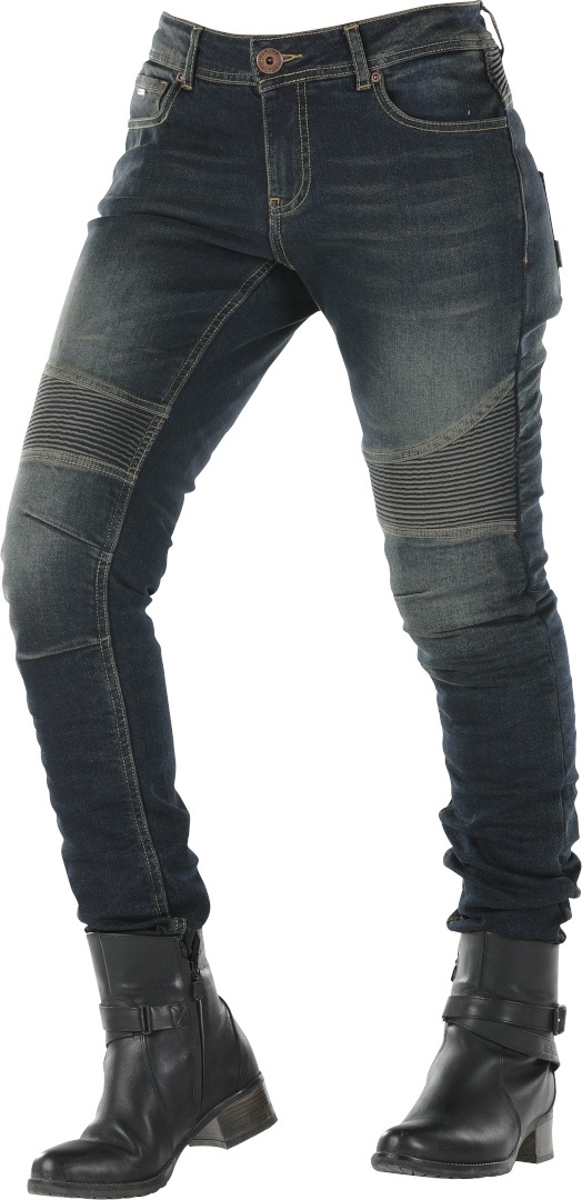 Overlap Imola Dames motorfiets jeans, grijs, 34 Voorvrouw