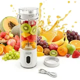 Tragbarer Mixer Smoothie Maker,650 ml Mini Mixer Smoothie To Go,USB-C Wiederaufladbar,12 Rostfreie Klingen,Auslaufsicherer Deckel mit Trinkschnabel,für Fitnessstudio,Büro,Reisen,Küche (Weiß)