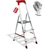 Scala Trittleiter Aluminium MARTINA 3 Schritte Mit Wanne Und Handschuhe Geschenk