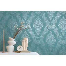 A.S. Création Pure Elegance Ornament-Tapete 0,64 m x 10 m Vliestapete 1 St blau/türkis