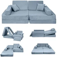 MeowBaby Kindersofa,, Türkis, Textil, 160x24x80 cm, Kinder- & Jugendzimmer, Kindermöbel, Kindersitzmöbel & -tische, Kindersessel & -sofas