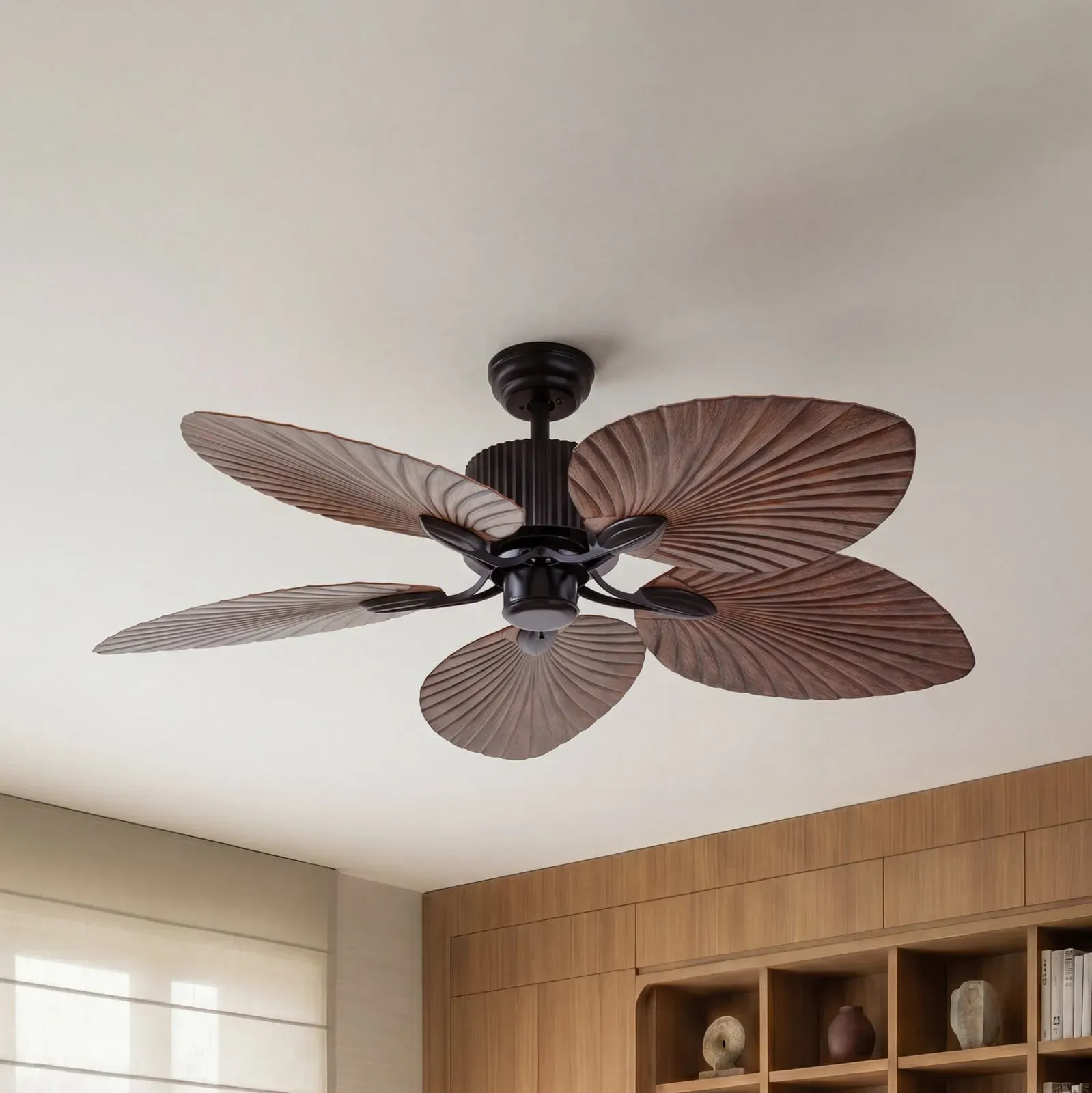 Silvaris Deckenventilator, Holzoptik, DC, leise, Ø 132cm Fernbedienung - Lucande Lucande, Silvaris, Holz, für Wohnzimmer, Kunststoff, Skandinavisch - 38.5