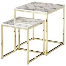 Wohnling Beistelltisch 2er-Set. LAMPHUN - weiß