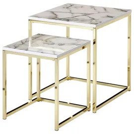 Wohnling Beistelltisch 2er-Set. LAMPHUN - weiß