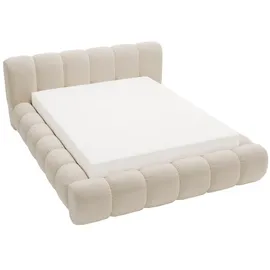 GRAINGOLD Polsterbett mit Bettkasten 140x200 Beige Samt, Doria