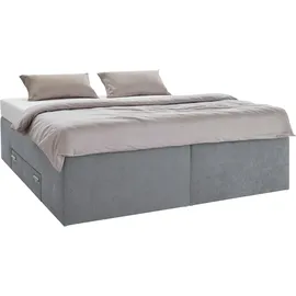 Westfalia Schlafkomfort Boxspringbett, grau, B:180cm L:200cm, Bezug Bett: Feinstrukturstoff (77% Polyester, 23%Viskose) oder Microfaser (100% Polyester);Bonnellfederkernmatratze: 100%Polyester;Kaltschaummatratze: 100% Polyester, Bezug abnehm- und waschbar bis 60C, WESTFALIA