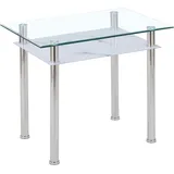 HOOZ Esstisch Esstisch Glas 90x60x75 cm – Glastisch Marmoroptik Weiß & Chromgestell weiß