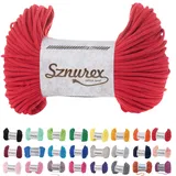 Makramee Garn 5mm x 100m Baumwollschnur Garn für Makramee-Schnur über 50 Farben Oeko-TEX Zertifiziert Baumwollkordel, Baumwollgarn mit Polyesterkern für DIY (Rot, 5mm/100 Meter)