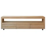 Tikamoon TV Schrank aus Teak auf praktischen Rollen 180cm Anoa Massivholz Tikamoon