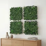 MCW Wandpaneel MCW-O95, Pflanzenwand Wanddeko Kunstpflanze, In-/Outdoor, 4x je 50x50cm = 1m2 ~ Farn/Efeu