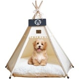 Vinnypet Tipi Zelt fur Katzen und Hunde Haustierzelte Häuser mit Plüschkissen Luxery Hundezelt Katzenzelt Abnehmbar und Waschbar Katzenhaus Haustierhäuser 50x50x60cm