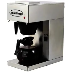 Kaffeemaschine inkl. 1 Kaffeekanne aus Glas 1,8 Liter | 45,5x20,5x40,5cm | Edelstahl + CHEFGASTRO Geschirrtuch