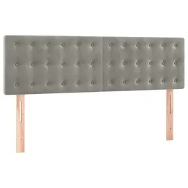 vidaXL Boxspringbett mit Matratze & LED Hellgrau 140x200 cm Samt