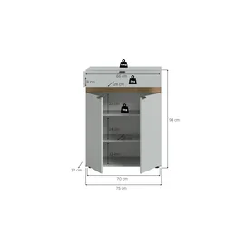 Möbel Kraft Schuhkommode 75 x 98 x 37 cm grau