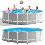 INTEX Frame Pool Ø 4,57 x 1,22 Schwimmbecken Stahlrohrbecken Grau