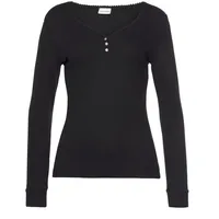 LASCANA Damen Pyjamaoberteil schwarz Gr.36/38