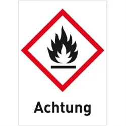 Aufkleber Entzündbar (GHS 02) Achtung, Folie, 26x37 mm, 500 Stück/Rolle