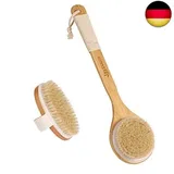 Jayzuum 2er Set Rückenbürste, Trockenbürste, Badebürste mit langem Stiel, Körperbürste Saunabürste für Peeling und Massage