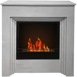 BELLINI Boden-Bioethanolkamin aus Holz mit Zementeffekt, hergestellt in Italien, L96 x T35 x H96