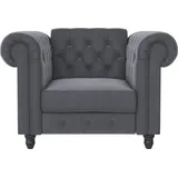 dorel home Chesterfield-Sessel DOREL HOME "Felix", grau (anthrazit), B:111cm H:83cm T:87cm, Veloursstoff 100% Polyester, Sessel, mit Rückenlehne 3-fach verstellbar, Beine Massivholz, Sitzhöhe 46 cm
