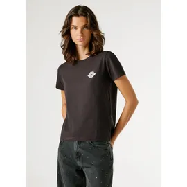Pepe Jeans T-Shirt BRULE mit Runhals, kleiner Print auf der Brust schwarz S (36)