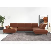 Wohnlandschaft INOSIGN "Coco U-Form", rosa (kupfer), B:382cm H:88cm T:242cm, 95% Polyester, 5% Polyamid, Sofas, Wohnlandschaft, Sitztiefen-, Arm- und Kopfteilverstellung, Cord-Bezug, Fußhöhe 15 cm