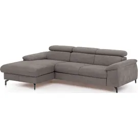 Cotta Ecksofa "Kitty L-Form, B: 242 cm", grau (schwarzgrau), B:244cm H:72cm T:166cm, Microfaser (100% Polyester);Flachgewebe (100% Polyester), Sofas, Ecksofa, mit Kopfteilverstellung, optional Bettfunktion & Bettkasten
