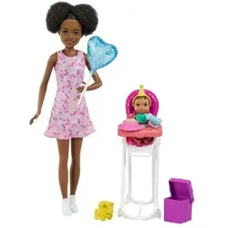 MATTEL GRP41 Barbie Skipper Babysitter Puppe Geburtstags-Spielset mit Baby-Puppe