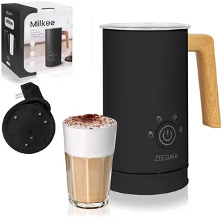 Zeegma MILKEE Milchaufschäumer Leistung 500 W Kapazität 650 ml Aufschäumen von warmer und kalter Milch für Cappuccino, Antihaftbeschichtung, Coffee Latte, Kakao, Touch-Bedienfeld (Schwarz)