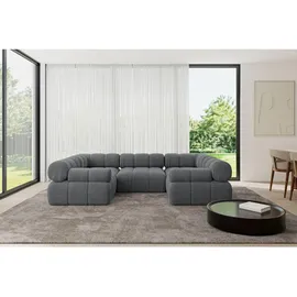 altdecor Wohnlandschaft modulares Sofa Birno-U1 - 285x190x70 cm Dunkelgrau Cord