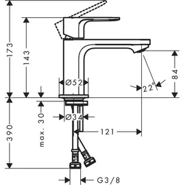 Hansgrohe Rebris E Waschtischarmatur 72554000