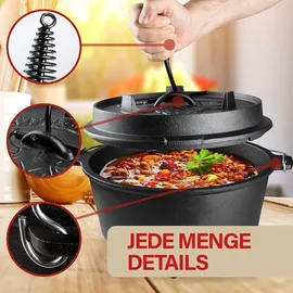 LAVUR Dutch Oven 7,5 L Gusseisen schwarz