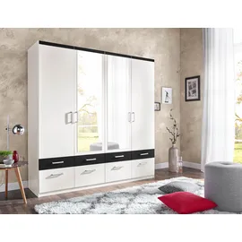 Priess Drehtürenschrank 185 x 193 x 56 cm Schwarz/Weiß