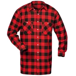 Flanellhemd lang 100% Baumwolle - 4XL - rot/schwarz
