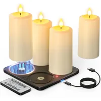 LED Kerzen Set 4er mit Fernbedienung und Timer – Wiederaufladbare Flackerkerzen