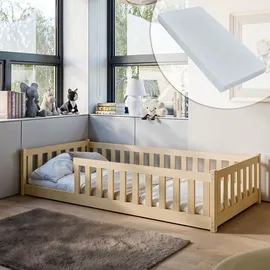 Kids Collective Bodenbett Jugendbett 80 x 160 cm Kiefer naturbelassen beige