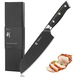 Santoku Messer mit 18cm Klinge, G10 Griff, Premium Edelstahl Küchenmesser und Profi Messer in Geschenkverpackung