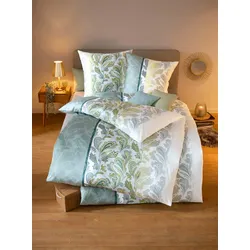 Bettwäsche KAEPPEL Gr. 3, grün (smaragd), B/L: 155cm x 220cm, , Mako-Satin, B/L: 80cm x 80cm, Mako-Satin, 100% Baumwolle, Bettwäsche