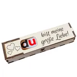 Duplo Holzbox mit Schokoriegel Geschenkbox mit Gravur Spruch "Du bist meine große Liebe!" Geschenkidee