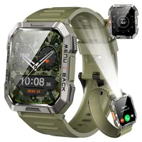 Smartwatch Herren Militär, 100 Tage Akkulaufzeit/LED Taschenlampe/Kompass/2 Armbänders/IP68 Wasserdicht, 100+Sportmodi Sportuhr, Anrufe tätigen/Empfangen Smartwatch Outdoor Fitnessuhr für Android iOS