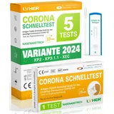 Adeste – NEUE Variante 5 x 1er Corona Schnelltest für Zuhause COVID 19 Antigen Rapid Test Swab Selbsttest. Geprüft für neuen 2024-Varianten. Sensibilität 100% bei hoher Viruslast