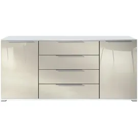 Vladon Linio V2 166,5 x 75,5 x 35 cm Weiß matt / Creme Hochglanz / Gelb